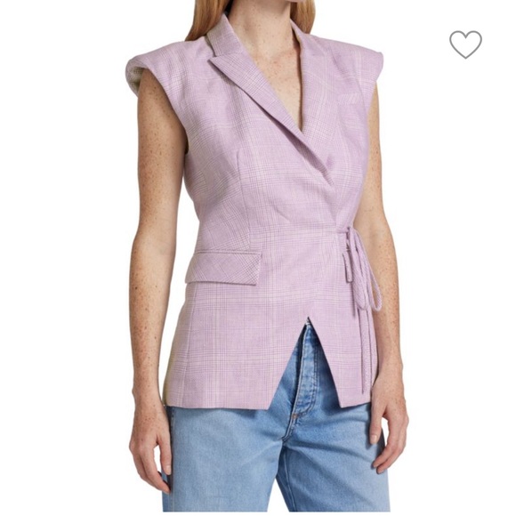 Veronica Beard Purple Linen Blend Vest - The Geraldine Linen Vest Size 8 - Picture 4 of 10